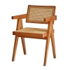 Nordic wabi-sabi style Chandigarh rattan chairs, solid wood dining chairs, home dining tables and chairs, armrests of rattan chairs, backrests of stools Item Picture